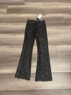 Zara Black Sequin Flare Pants